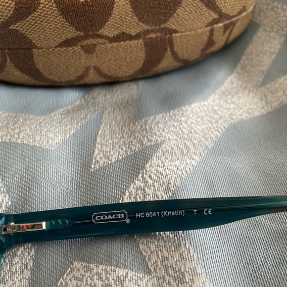 Coach Tortoise and Teal Glasses and case - Picture 3 of 5